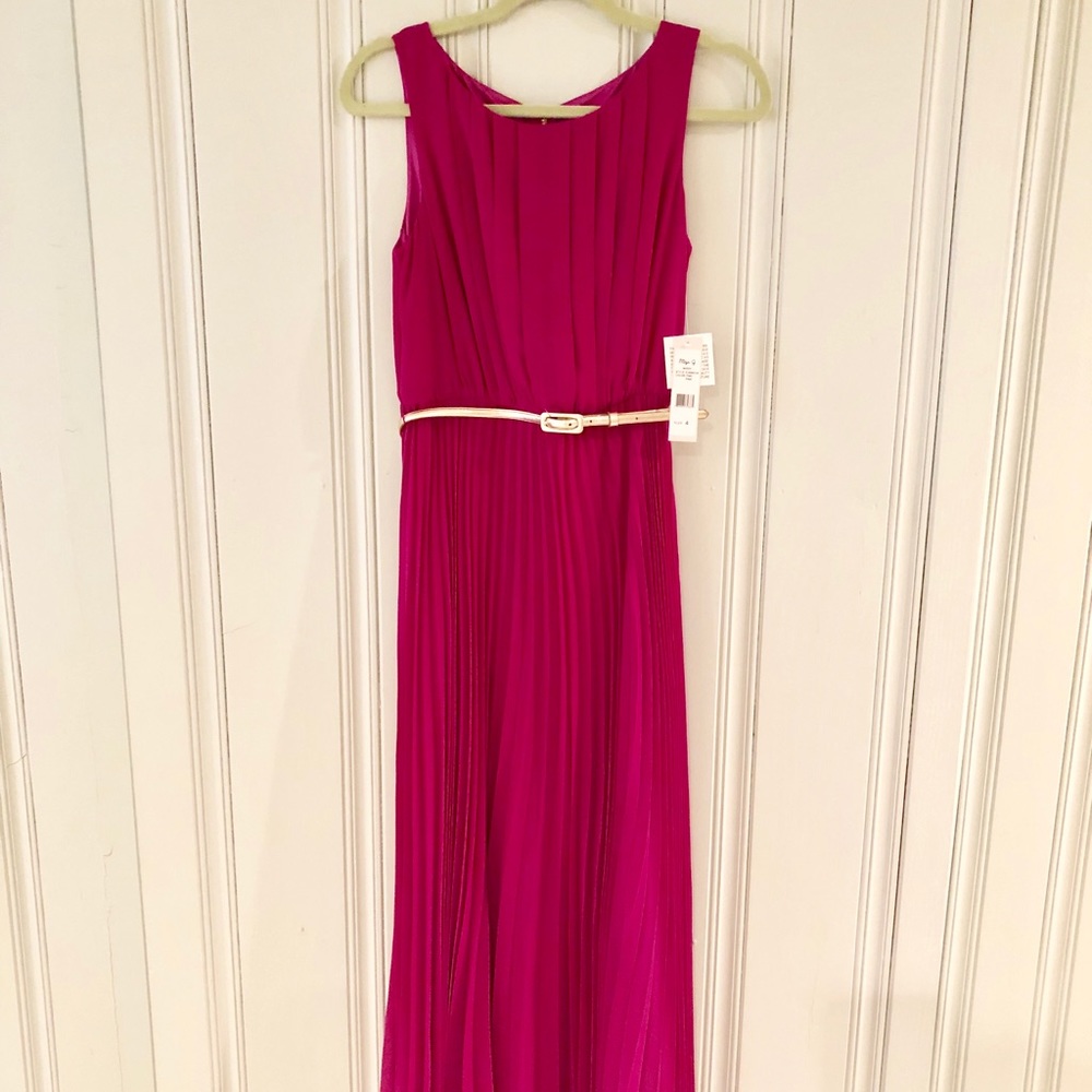 Eliza J Pink Belted Chiffon Dress US 4 never worn